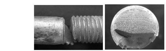 六角頭螺栓疲勞斷裂斷口形貌， 彩鋅螺栓疲勞斷裂斷口形貌